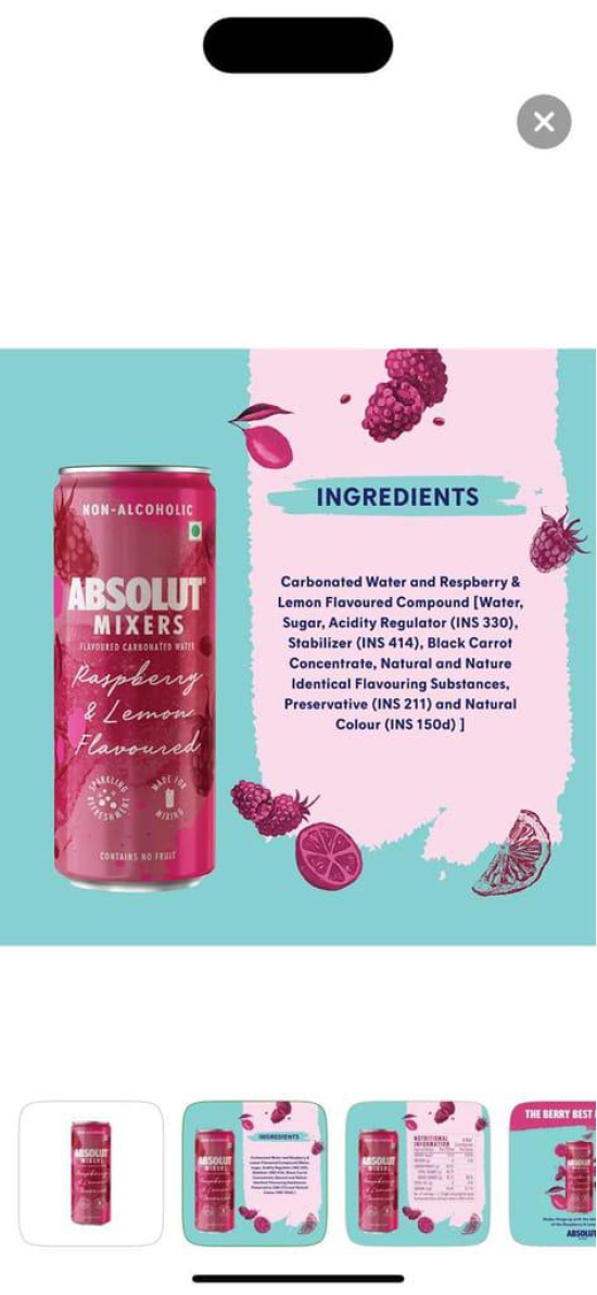 Absolut Mixers (Raspberry & Lemon Flavoured)