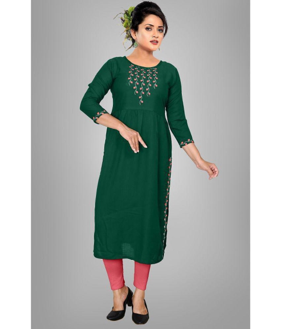 haya fashion - Green Rayon Women's Straight Kurti ( Pack of 1 ) - None