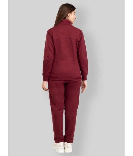 YHA Maroon Fleece Solid Tracksuit - Single - None