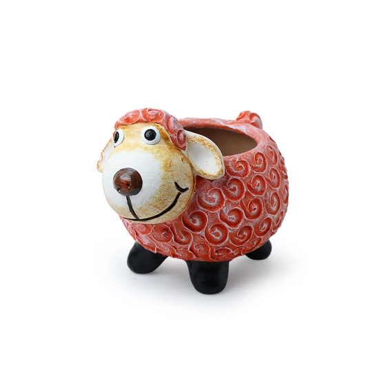 Cheerful Sheep Handmade & Handpainted Terracotta Planter Pot (8 Inch)