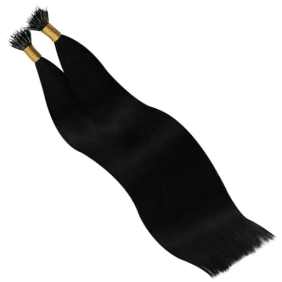 RefynHair - Nano Permanent Hair Extensions | 24 Inches | Natural Straight Texture | Natural Black | Set of 25