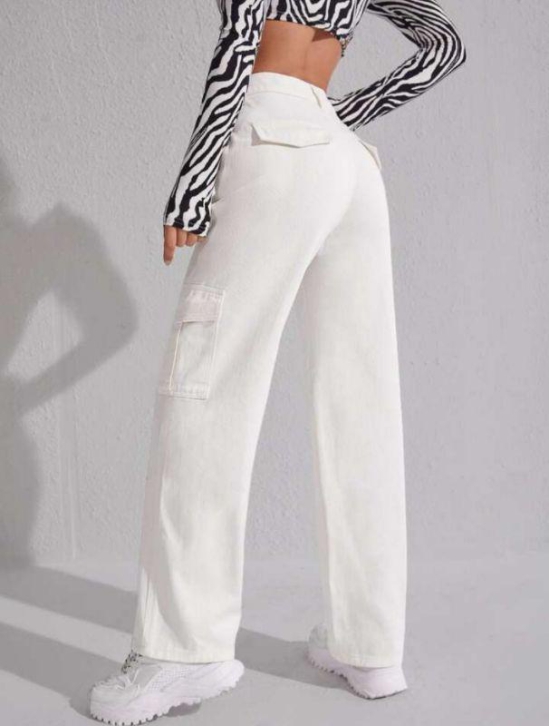 High Waist White Cargo-34