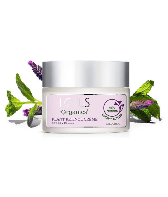 Lotus Organics+ Bakuchiol Plant Retinol Face Cream, 100% Organic Bakuchiol, SPF 20, PA+++, 50g