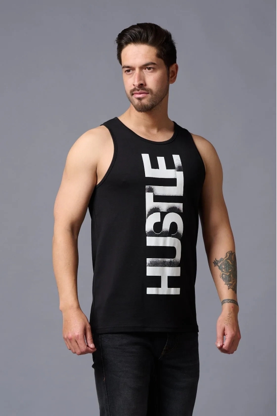 Husstle Printed Black Vest for Men S