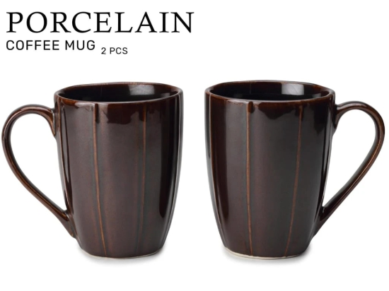 Porcelain Tea and Coffee Large Mug - Set of 1, 300 Ml | Matte Finish | Ideal for Cappuccino, Hot Chocolate, Cocoa and Milk - Chocolate Brown