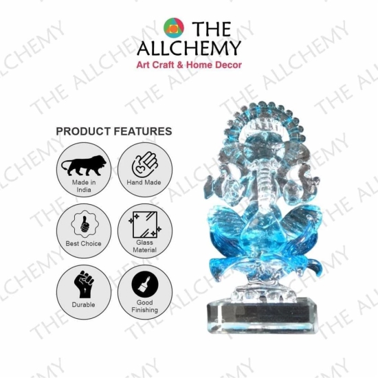 THE ALLCHEMY Glass Ganesha, Gifting Ganesha Statue (Blue)