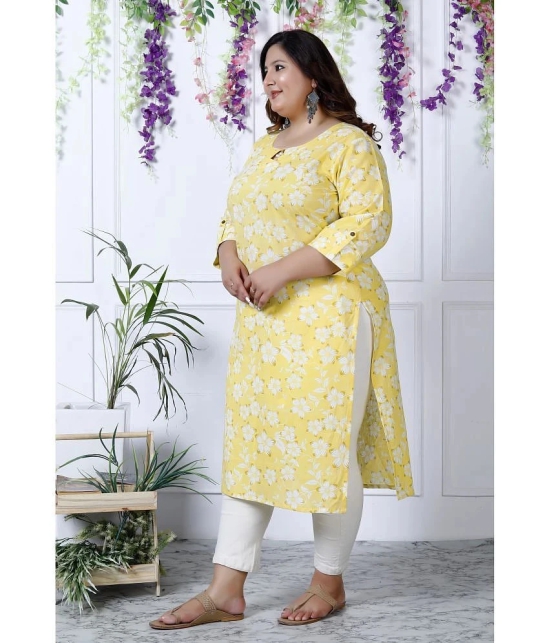 Swasti Cotton Printed Straight Womens Kurti - Yellow ( Pack of 1 ) - None