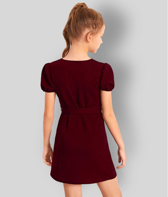 Addyvero - Maroon Cotton Blend Girls A-line Dress ( Pack of 1 ) - None