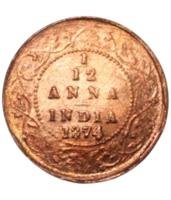 PRIDE INDIA - 1/12 Anna (1874) Victoria Queen British India Collectible Old and Rare 1 Coin Numismatic Coins