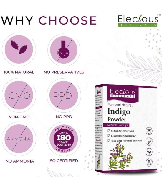 Elecious Indigo Powder for Hair black (200 Grams) | 100% Pure and Natural, No preservatives