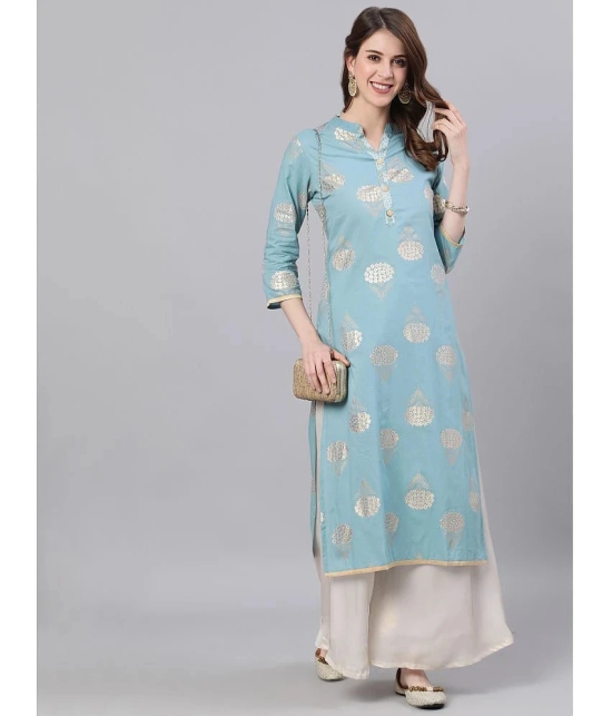 Antaran Cotton Solid Straight Womens Kurti - Blue ( Pack of 1 ) - None