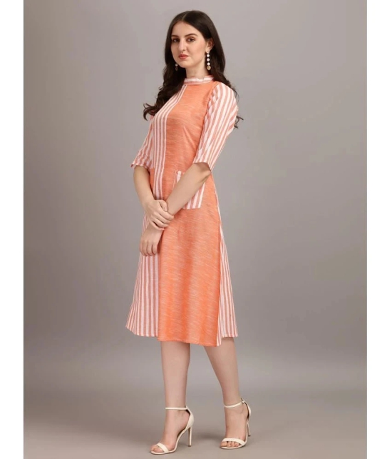 gufrina Cotton Blend Striped Midi Womens Fit & Flare Dress - Orange ( Pack of 1 ) - None