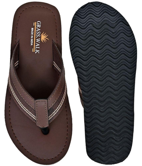 GRASS WALK - Brown Men''s Thong Flip Flop - None