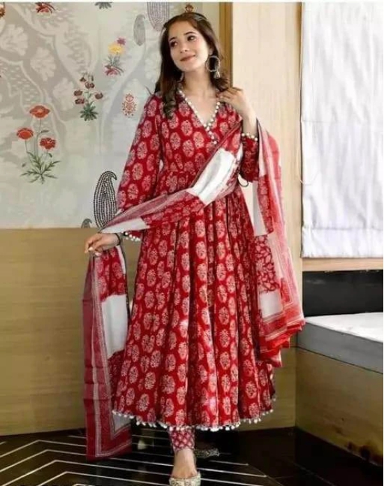 Kurta, Bottom and Dupatta Set-L / Red