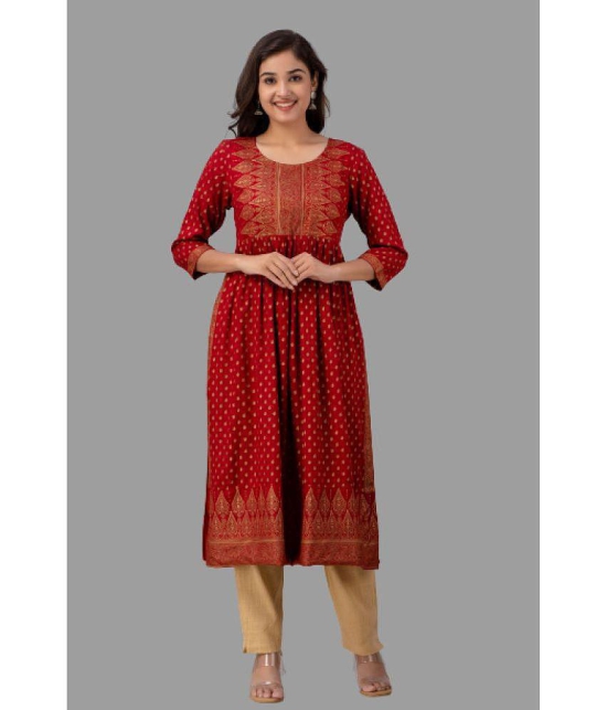 Lee Moda - Maroon Rayon Women''s Flared Kurti ( Pack of 1 ) - None