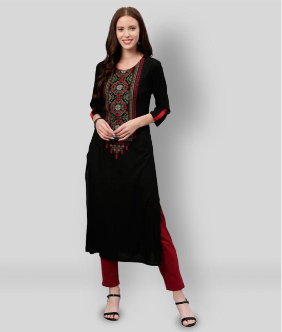 KIPEK - Black Rayon Womens Straight Kurti - L