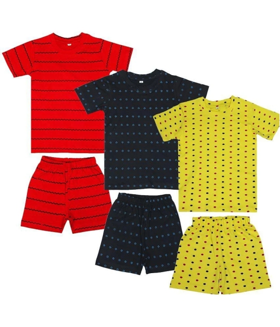 Diaz - Multicolor Cotton Boys T-Shirt & Shorts ( Pack of 3 ) - None