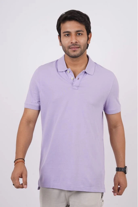 Men's Lavender Solid Polo T-Shirt