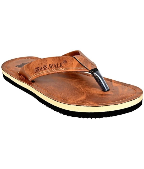 GRASS WALK - Tan Mens Thong Flip Flop - None