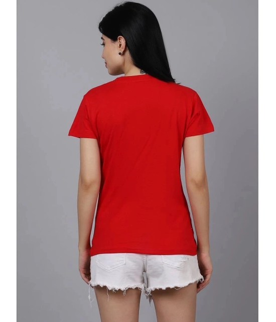 Fabflee - Red Cotton Regular Fit Womens T-Shirt ( Pack of 1 ) - None