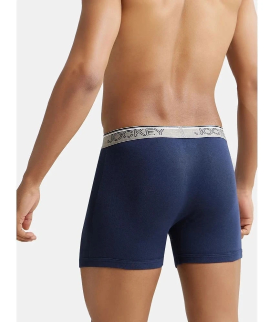 Jockey 8009 Men Super Combed Cotton Rib Solid Boxer Brief - Deep Navy - None