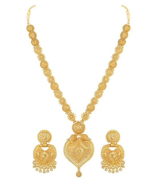 Asmitta Jewellery Golden Alloy Necklace Set ( Pack of 1 ) - Golden