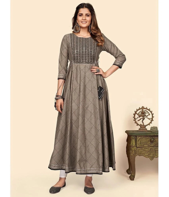 Vbuyz - Brown Cotton Blend Womens Anarkali Kurti ( Pack of 1 ) - None