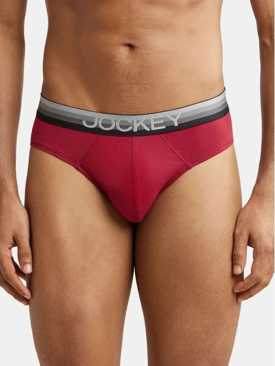 Jockey US07 Men Super Combed Cotton Elastane Solid Brief with Ultrasoft Waistband - Red Pepper - None