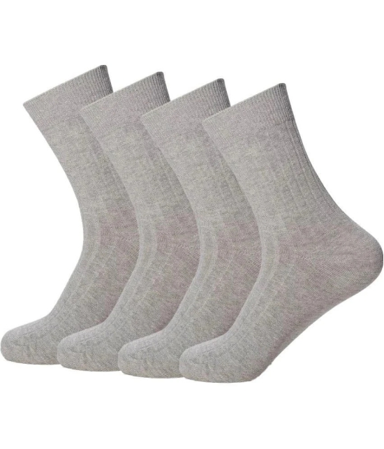 WILDSTUFF - Cotton Mens Solid Light Grey Mid Length Socks ( Pack of 4 ) - Light Grey