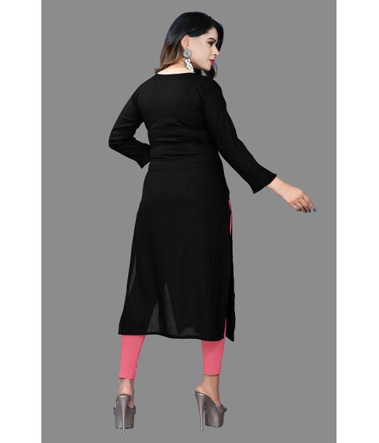 haya fashion - Black Rayon Women's Straight Kurti ( Pack of 1 ) - None