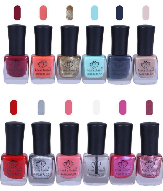 Looks United - Multi Glossy Nail Polish ( Pack of 12 )