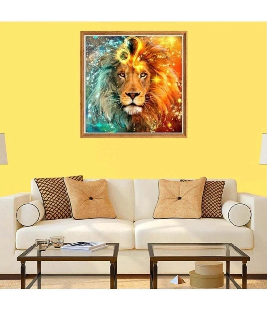 GEEO DIY 5D Moon Diamond Lion River Bridge Painting Kit,Drill Rhinestone Embroidery Cross Stitch Art Kit Wall Hangings Night Scene for Home Wall Decor Arts Craft (5D Lion Painting Kit)