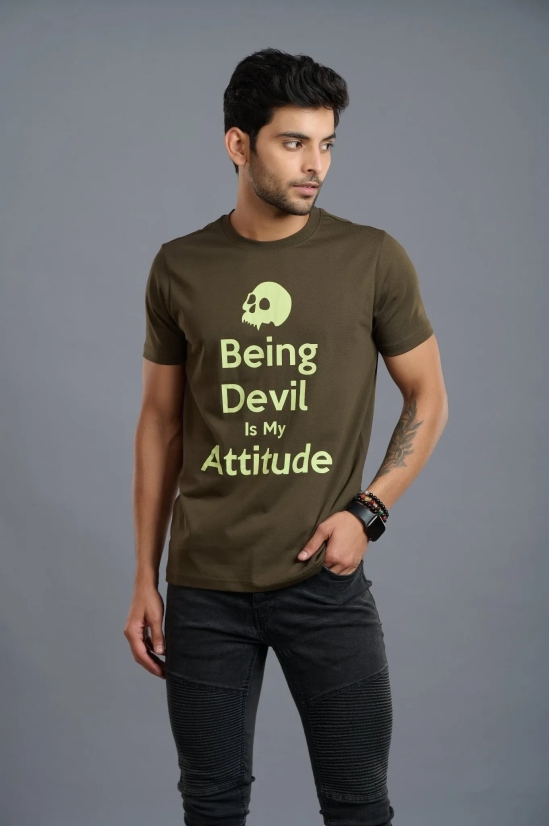 Being Devil Is My Attitude Printed T-Shirt for Men M