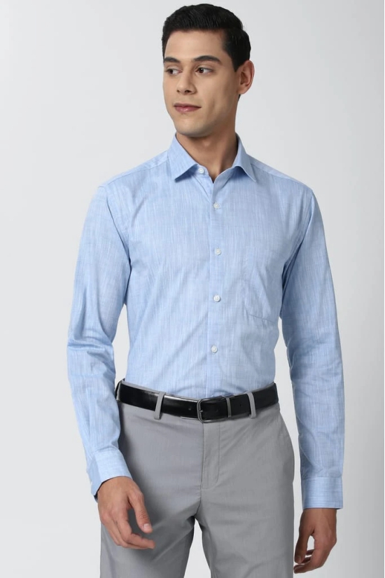 Men Blue Regular Fit Formal Full Sleeves Formal Shirt