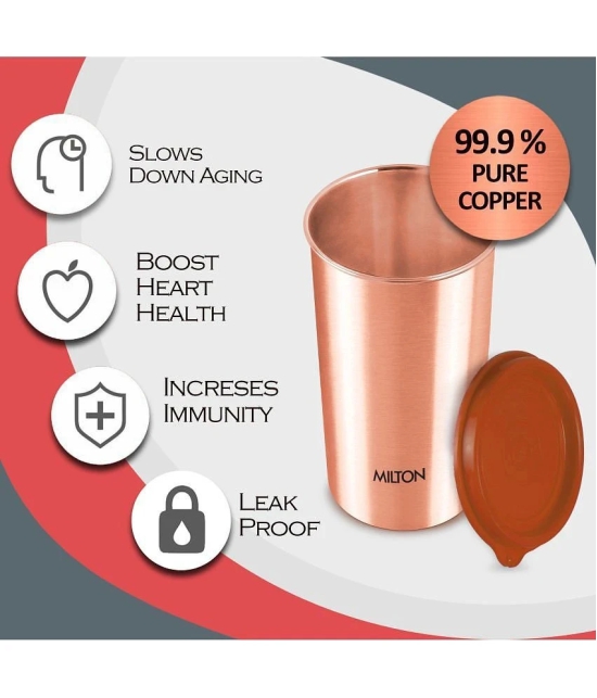 Milton Copper Drinking Water Tumbler with Lid, Set of 3, 480 ml Each, Copper | 100% Leak Proof | Office | Gym | Yoga | Home | Kitchen | Hiking | Treking | Travel Tumbler - Copper