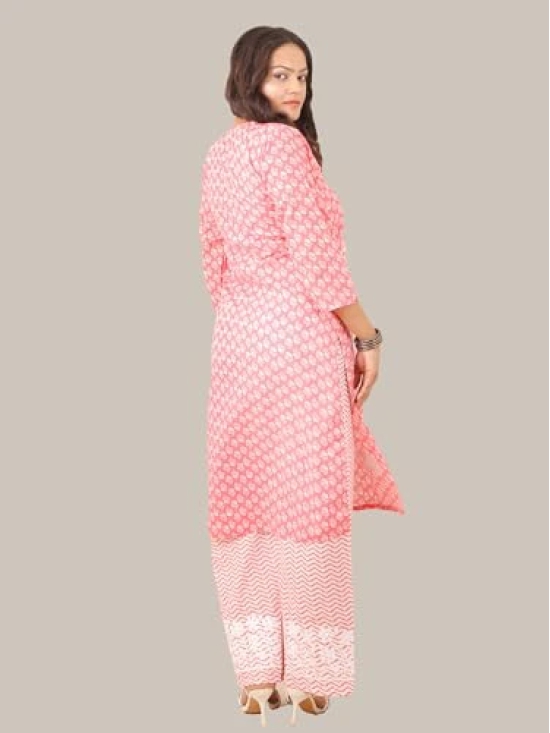 Pravia Lucknowi Chikankari Printed Long Kurti Palazzo Set for Women Girls