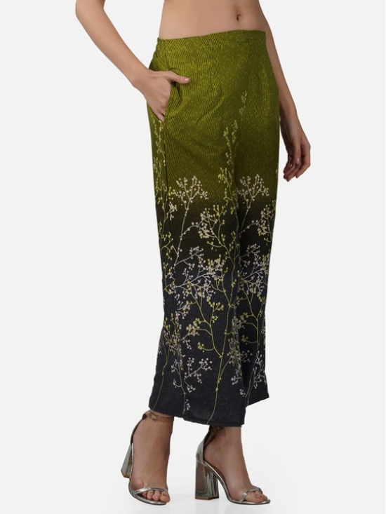 Women Floral Printed Flared Crepe Palazzos