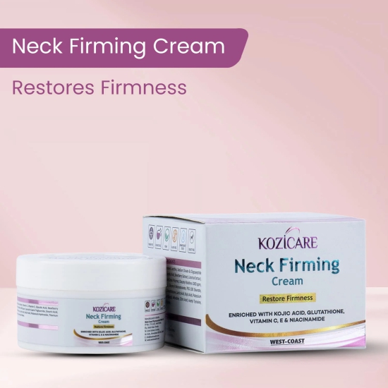 Kozicare Neck Firming Cream: Glutathione, Vitamin C, E, Niacinamide, Kojic Acid. Tightens, firms, reduces wrinkles, nourishes, heals skin. 50gm.-Kozicare Neck Firming Cream: 0.01% Glutathione, 2%