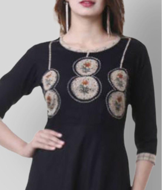 Yash Gallery - Black Rayon Women's Flared Kurti - None