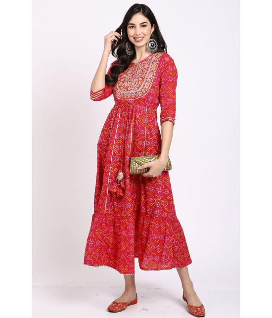 Rajnandini - Pink 100% Cotton Women's Anarkali Kurti ( Pack of 1 ) - None