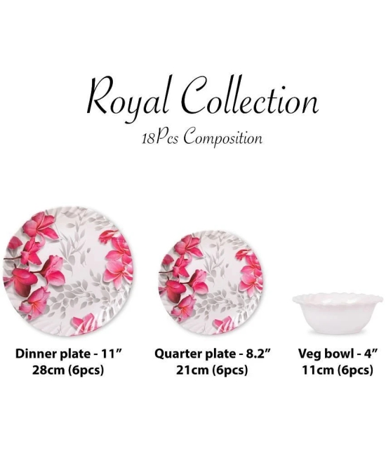 HomePro Royal Dinner Plates With Bowl Pink Melamine Dinner Set ( Pack of 12 ) - Pink