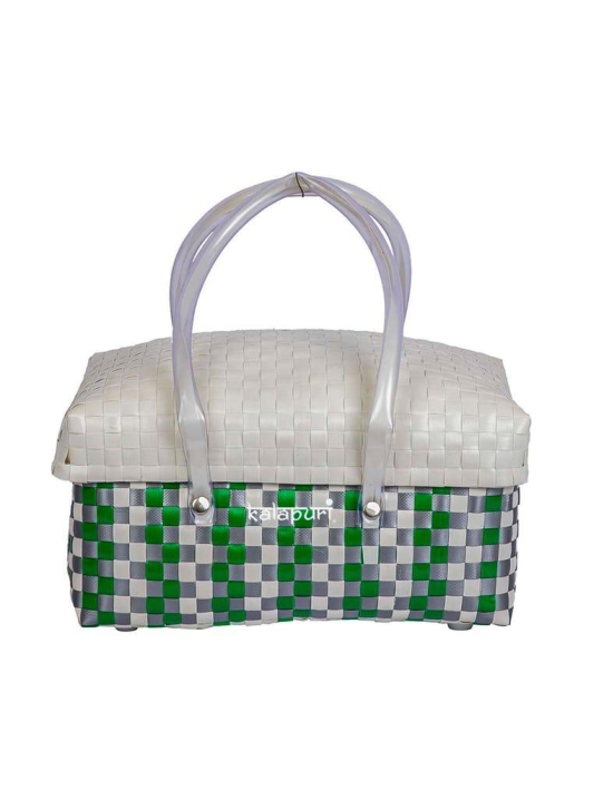 Woven Shopping Half Basket with Lid