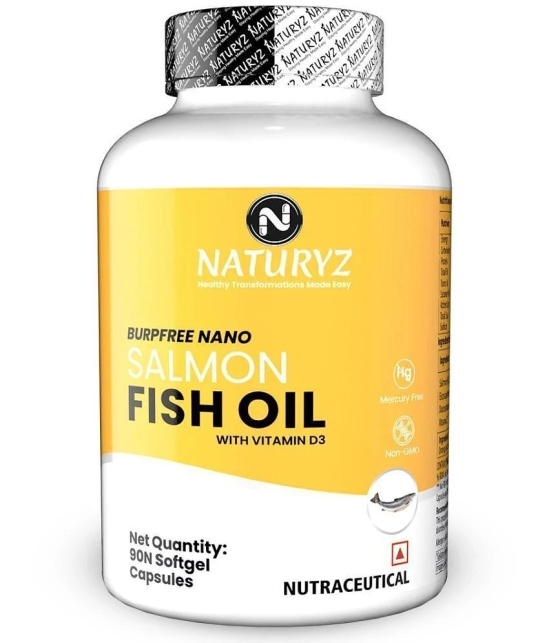 NATURYZ BURPFREE SALMON Fish Oil 2000 Mg with Vitamin D3 for Skin, Eyes, Heart & Brain - 90 Softgels