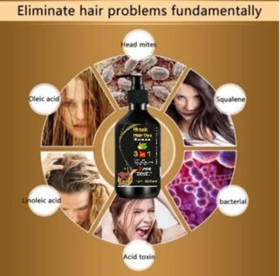 BLACK HAIR DYE SHAMPOO 3-IN-1 (NO SIDE EFFECT)(PACK OF 2)(BUY 1 GET 1 FREE)