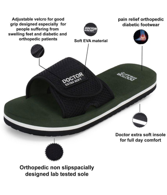 DOCTOR EXTRA SOFT - Olive Mens Slide Flip Flop - None