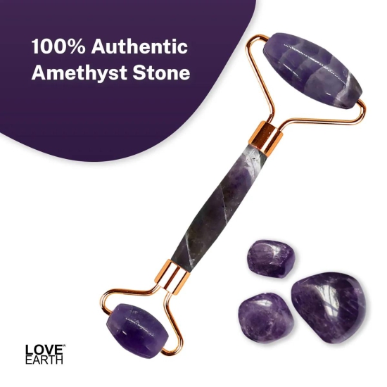Love Earth Amethyst Face Roller With Amethyst Gemstone Massage Tool For Anti-Ageing , Eliminates Toxins And Relives Stress & Strain