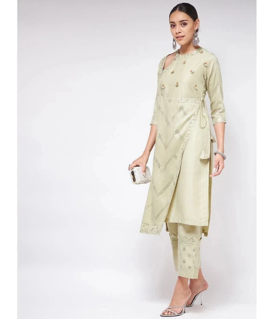 Pannkh - Green Polyester Womens Straight Kurti ( Pack of 1 ) - None