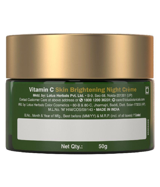 Lotus Botanicals Skin Brightening Night Cream With Vitamin C, Silicon & Chemical Free, 50g