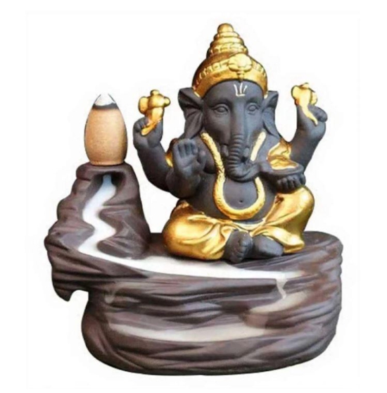 Handcrafted Meditation Monk Ganesha Smoke Backflow Cone Incense holder-Free Size