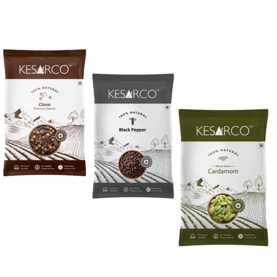 Clove, Black Pepper and Green Cardamom-Clove 50gm Black Pepper 50gm & cardamom 25gm